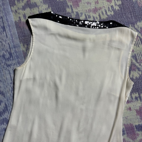Elie Tahari White Black Sequin Boat Neck Sleeveless Blouse Women's - Picture 10 of 11